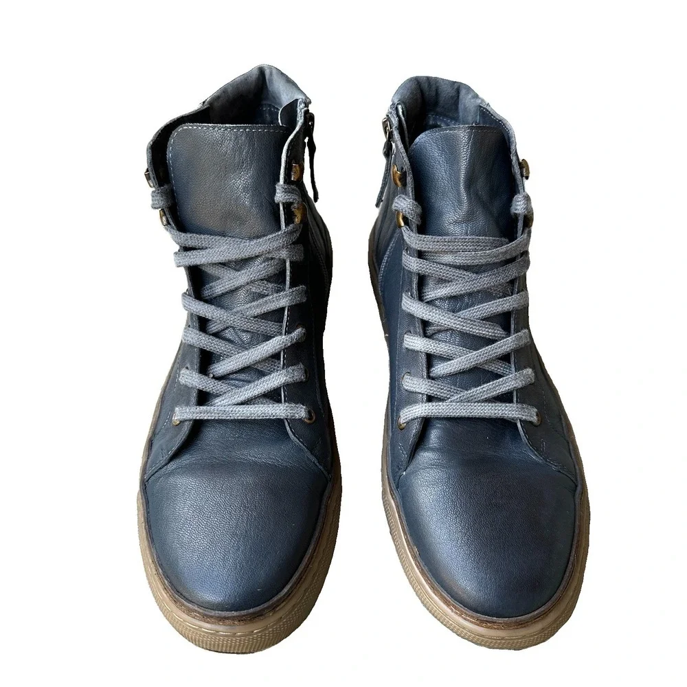 Roan Bed Stu Mac II Men's Size 11 US High Top Sneakers Blue Leather Lace Zip